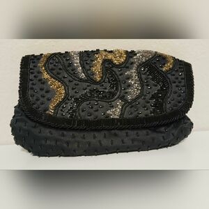 La Regale Ltd. Vintage Black Beaded Clutch